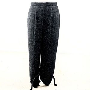 Vintage 80s 14 Silk Beaded Wide Leg Pants Black